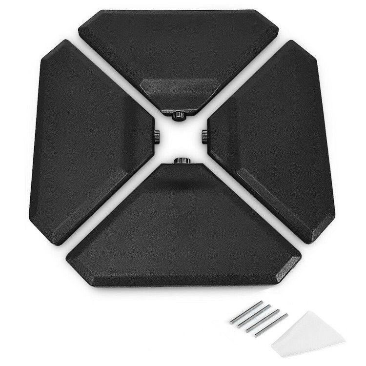 COSTWAY 4 Plate Patio Offset Umbrella Base Stand Weights Sand Black