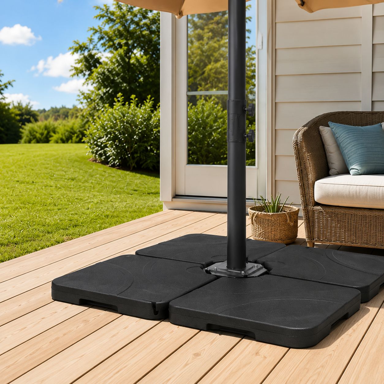 Costway 4 Plate Patio Offset Umbrella Base Stand Weights Sand Black
