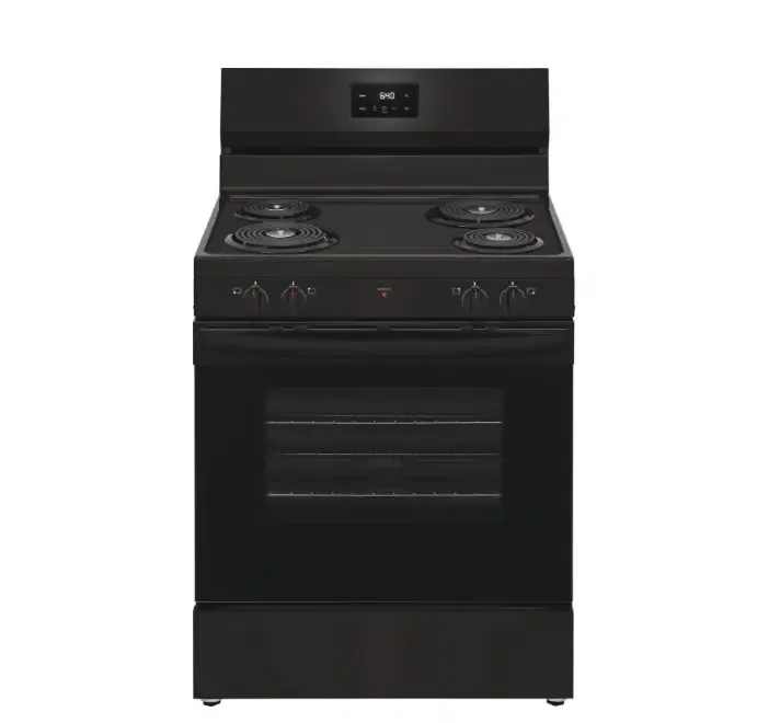 Frigidaire 30" Freestanding Electric Range with Oven - 5.3 Cu. Ft. Oven, Even Baking Technology, 4 Coil Elements, Store-More Storage Drawer, White, Color: Black