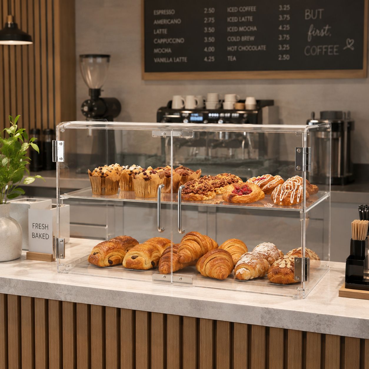 VEVOR Commercial 2-Tier Countertop Bakery Display Case, Acrylic Display Box  Cx-03