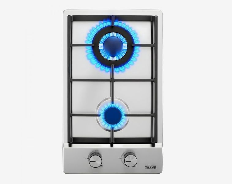 VEVOR 12" Natural Gas Cooktop 2 Burners Built-in Stainless Steel