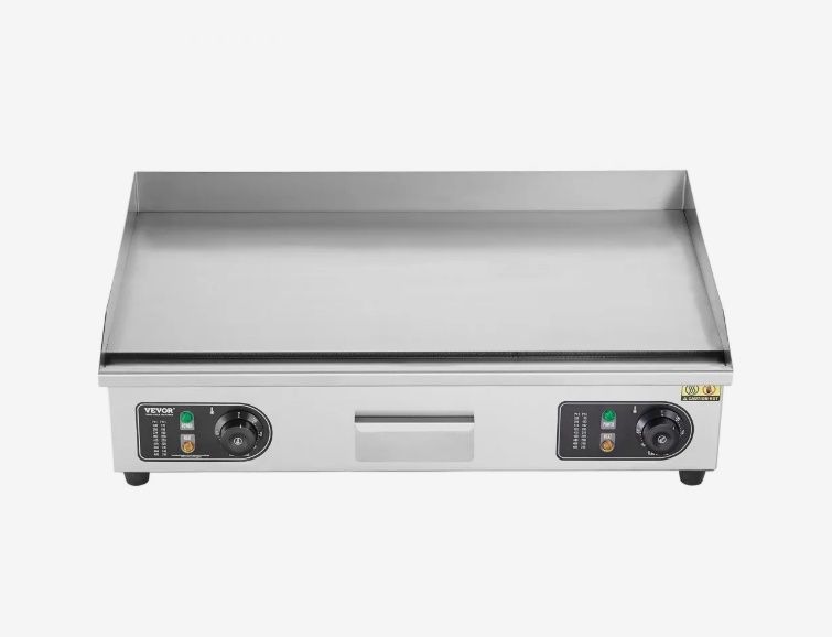 VEVOR Commercial Countertop Flat Top Grill With Adjustable Temp Stainless Steel Griddle Grill