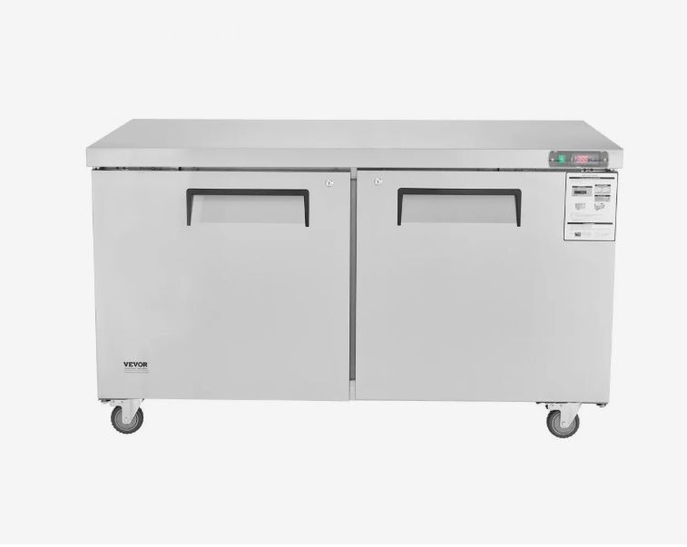 VEVOR 60" Commercial Refrigerated Food Prep Station with 2 Doors &amp; Frost Free Refrigerator