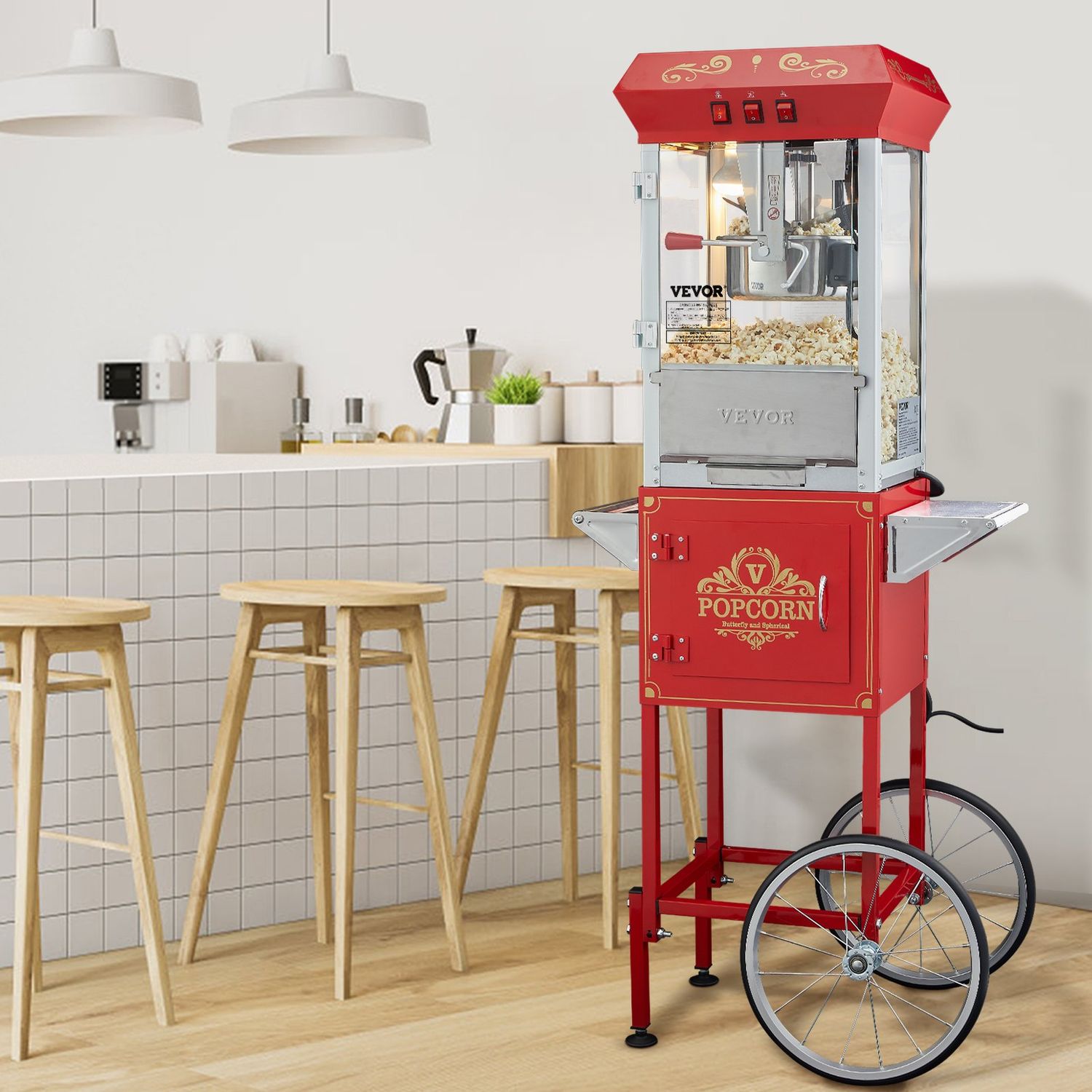VEVOR 8oz Popcorn Machine with Cart "one year warranty on parts"