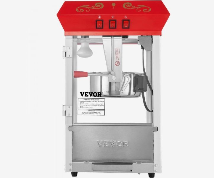 VEVOR 8 Oz Countertop Popcorn Maker Machine with Tempered Glass
