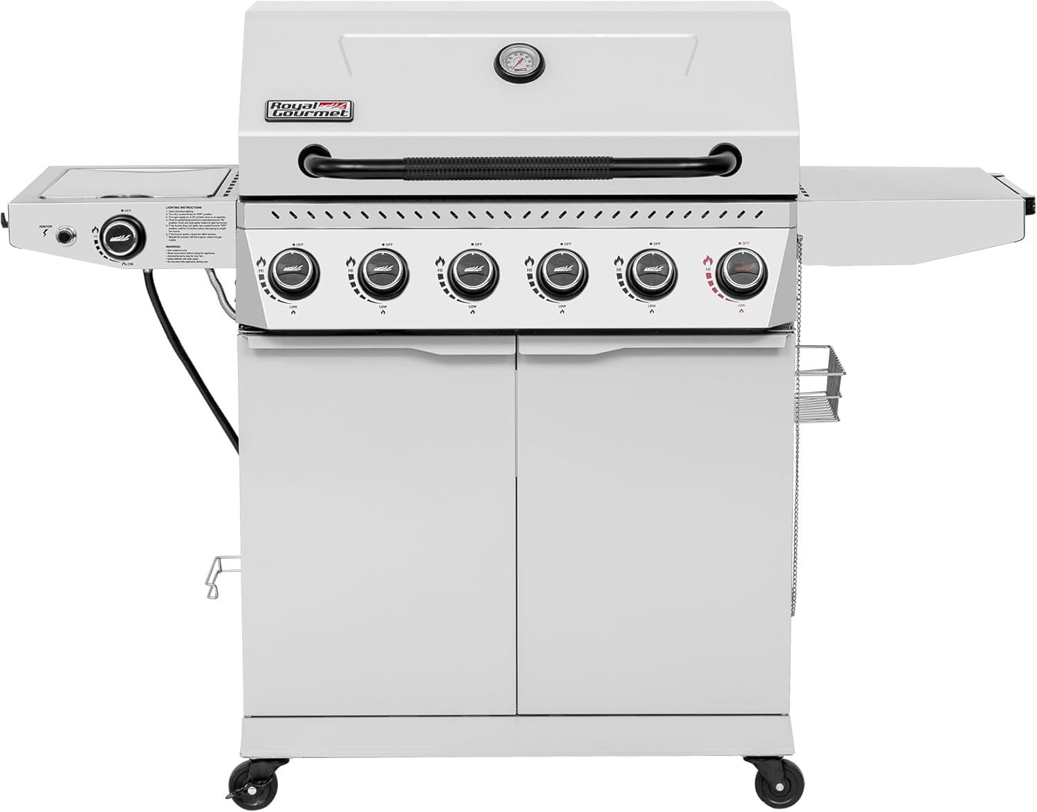 ROYAL GOURMET 6-Burner BBQ Liquid Propane Gas Grill, with Sear Burner and Side Burner Stainless Steel