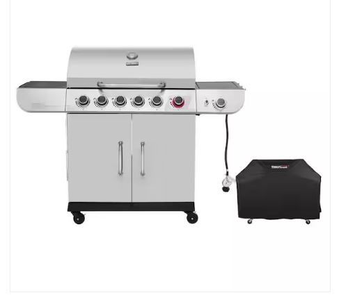 ROYAL GOURMET 6-Burner Gas Grill with Sear Burner and Side Burner plus Cover