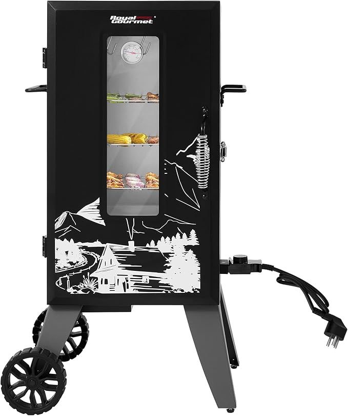 ROYAL GOURMET 28 in. Analog Electric Smoker With 3 Smoking Racks, Clear Window