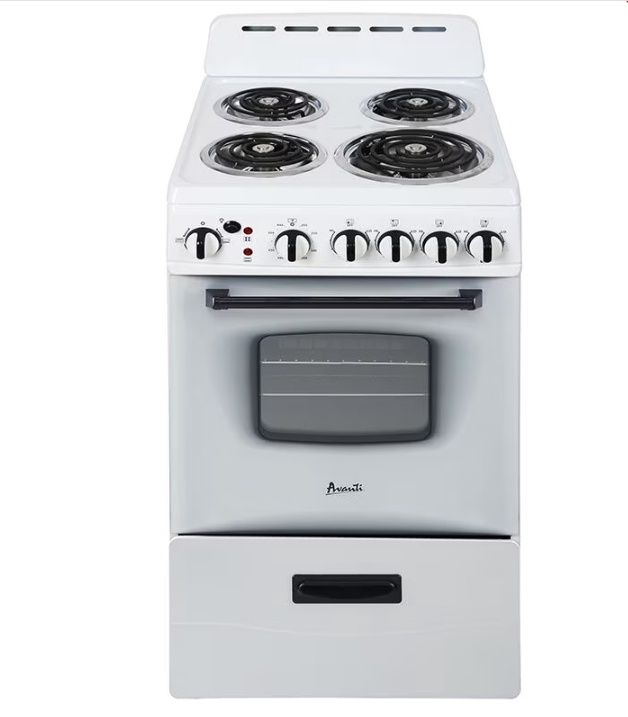 AVANTI 20" 2.1 CuFt 4-Burner  Electric Range in White