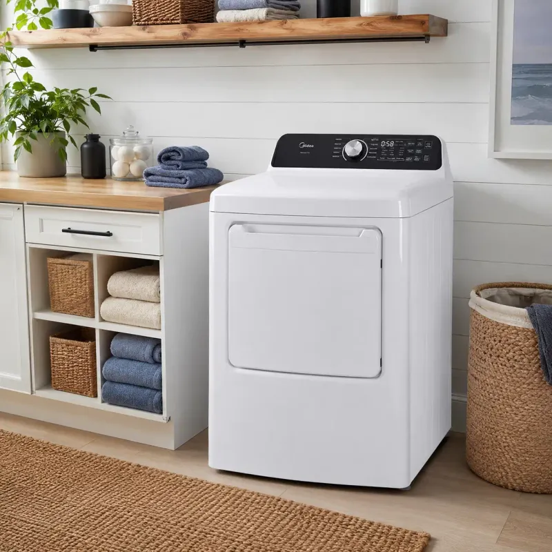 Midea 7.0 Cu. Ft. Smart Electric Tumble Dryer with Wi-Fi Connectivity &amp; Sensor Dry Technology MLTE45N4B