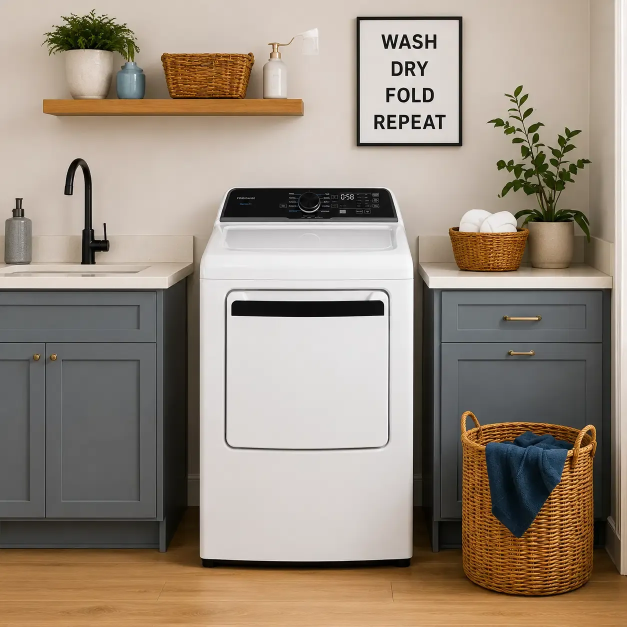Frigidaire 7 Cu. Ft. Vented Top Load Electric Dryer with Sensor Dry Technology, 10 Dry Cycles &amp; 5 Dryness Levels in White (FLVE7523BW)