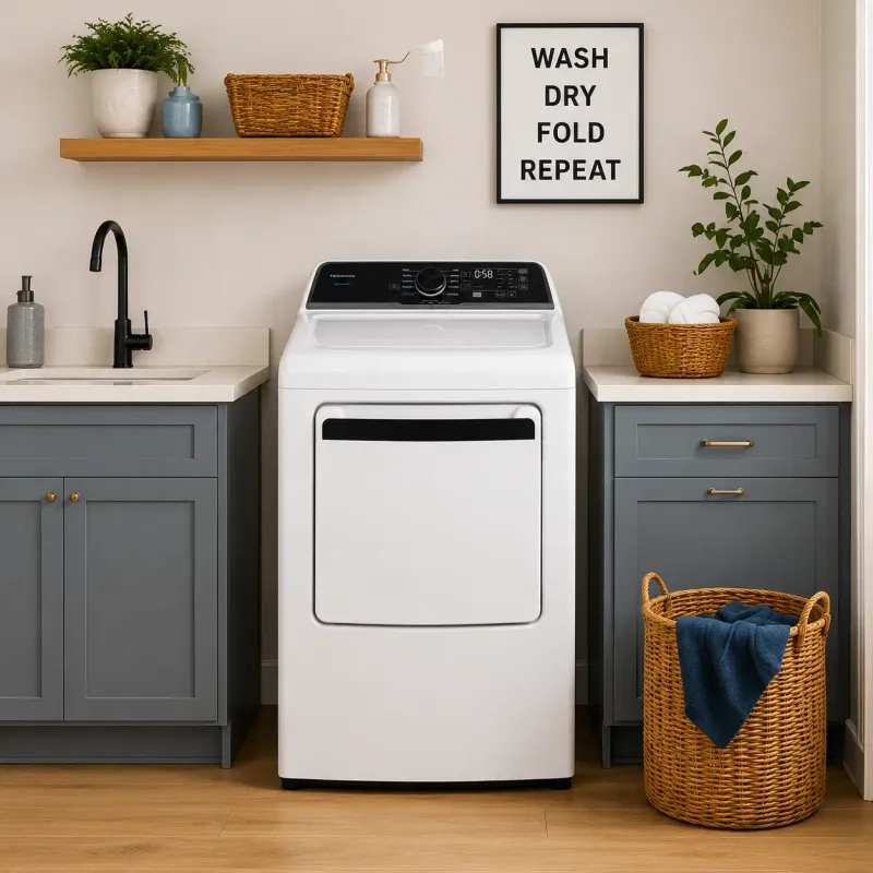 Frigidaire 7 Cu. Ft. Vented Top Load Electric Dryer with Sensor Dry Technology, 10 Dry Cycles &amp; 5 Dryness Levels in White (FLVE7523BW)