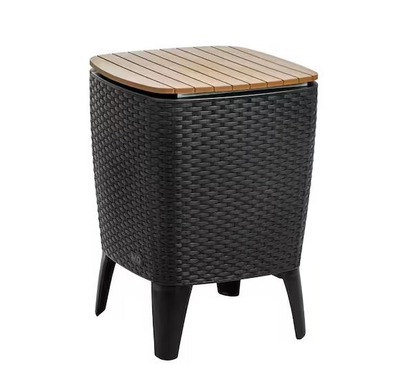Inval Capri Outdoor Beverage Cooler Side Table – 2-in-1 Sliding-Top Design, 30.8 Qt. / 48-Can Capacity, Polypropylene Resin,  MQ 492, Color: Dark Espresso
