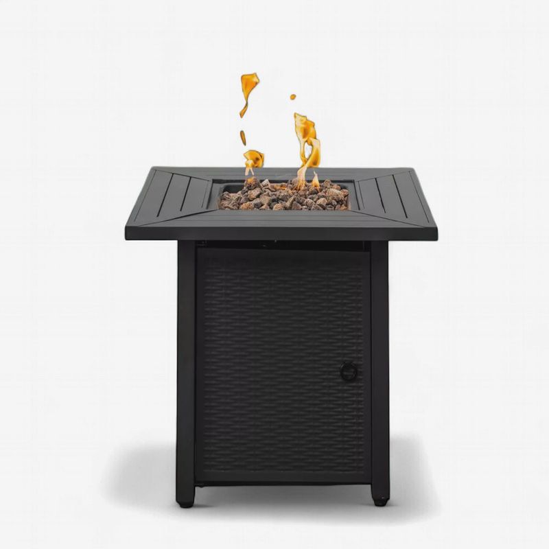 NESTL 28" Wicker Rattan Fire Pit Table and Cover 48.000BTU