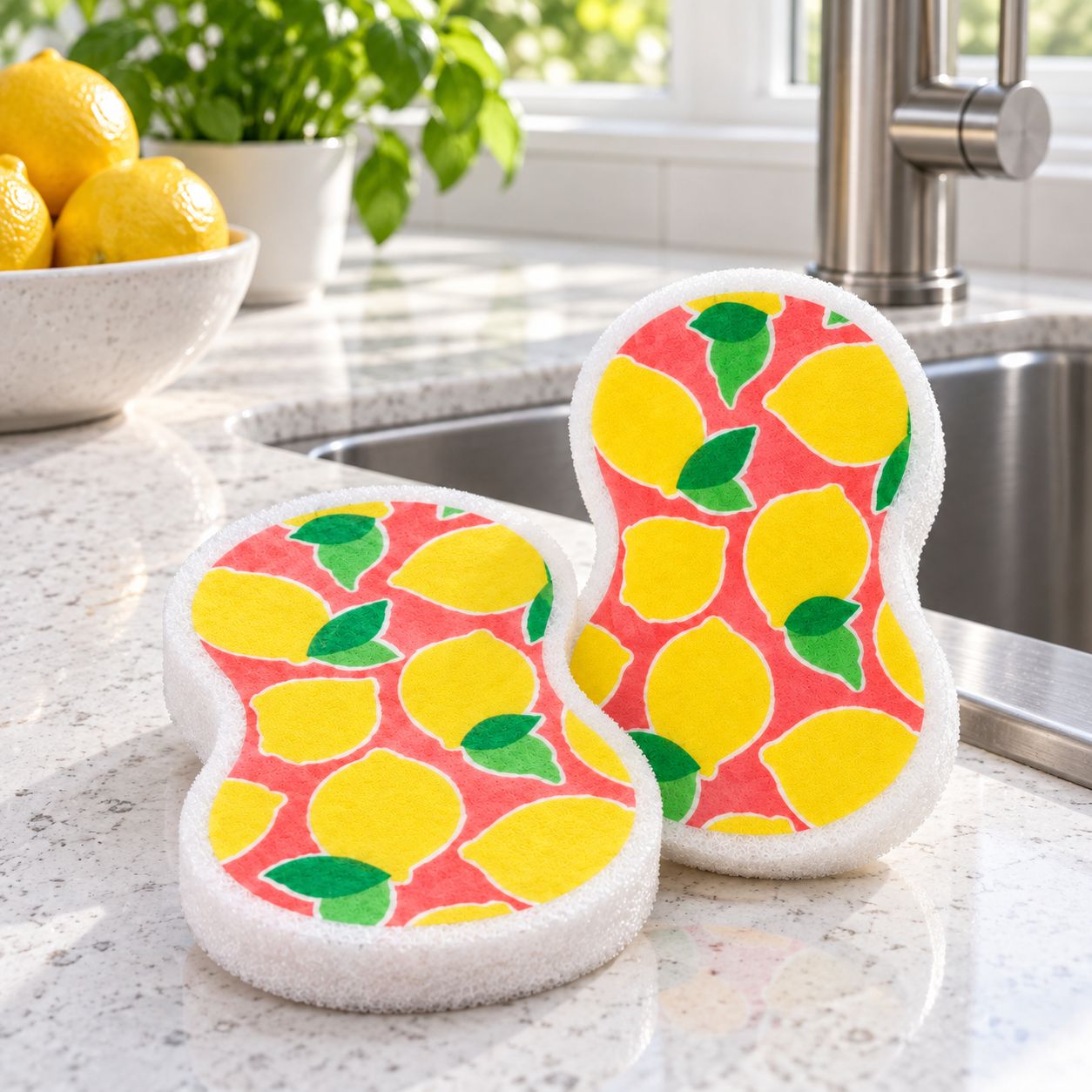 RITZ 2-Pack Lemon Toss Pink Pop-Up Cellulose Sponges – 6 x 3.5 x 1.75 in When Expanded – 10001
