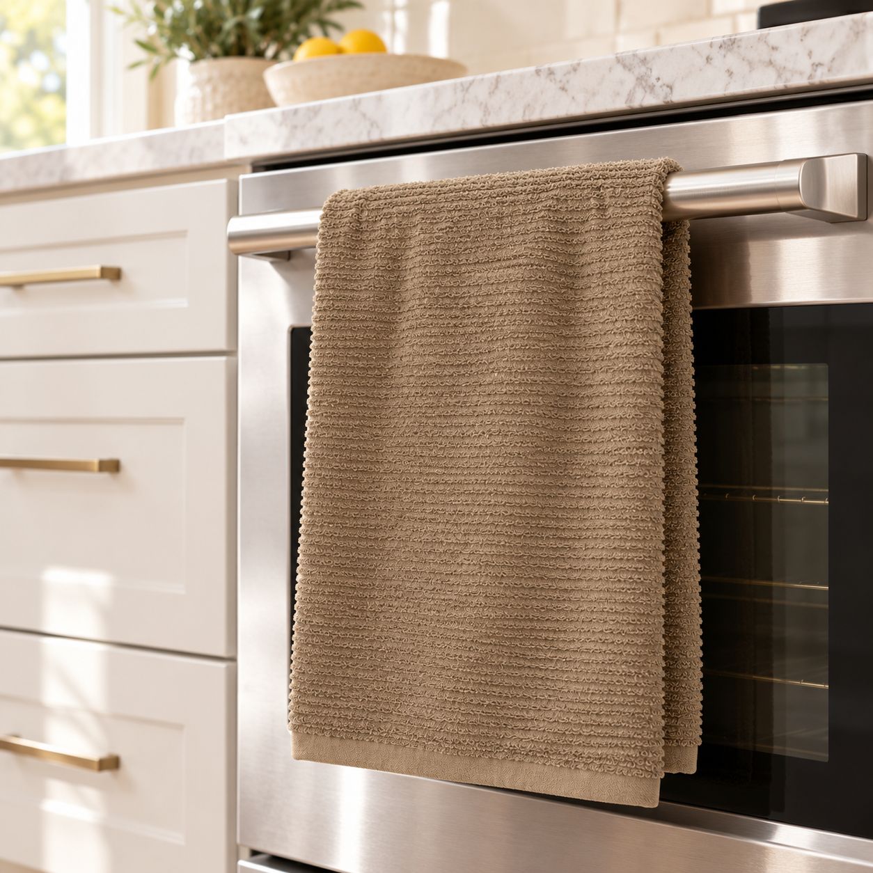 RITZ Royale Solid Terry Cotton Kitchen &amp; Hand Towel, 18 x 28 in, Mocha – 12961