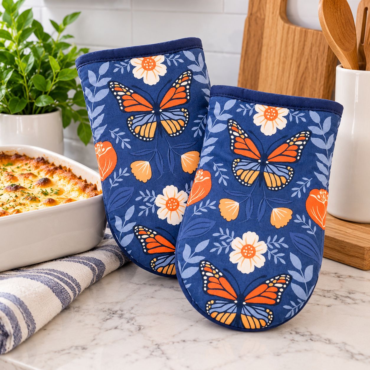 RITZ BUTTERFLY SPRING COTTON OVEN GLOVES – 2-PACK – SKU 14016
