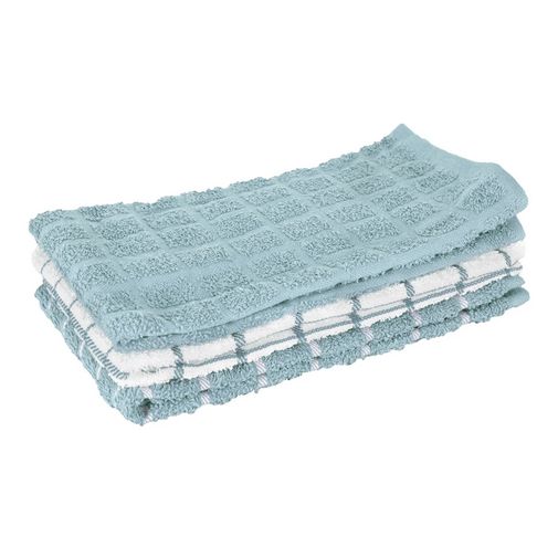 RITZ 3 Pack Terry Check Kitchen  Towels, Color: Dew