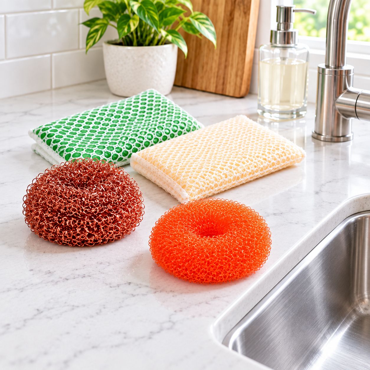 RITZ 4-Piece Combo Scourer Pack with Cleanee, Turn-A-Bout, Copper &amp; Plastic Scourers – M1000