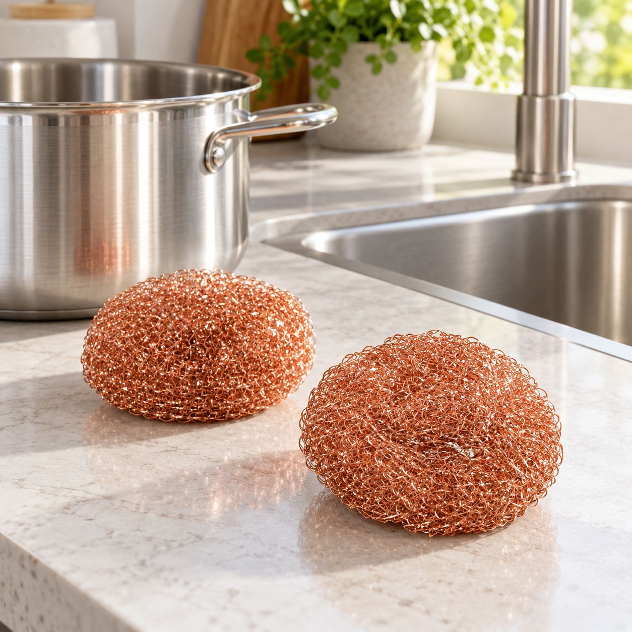 RITZ 2-Pack Copper-Coated Scourers for Uncoated Cookware and Grills – M7231