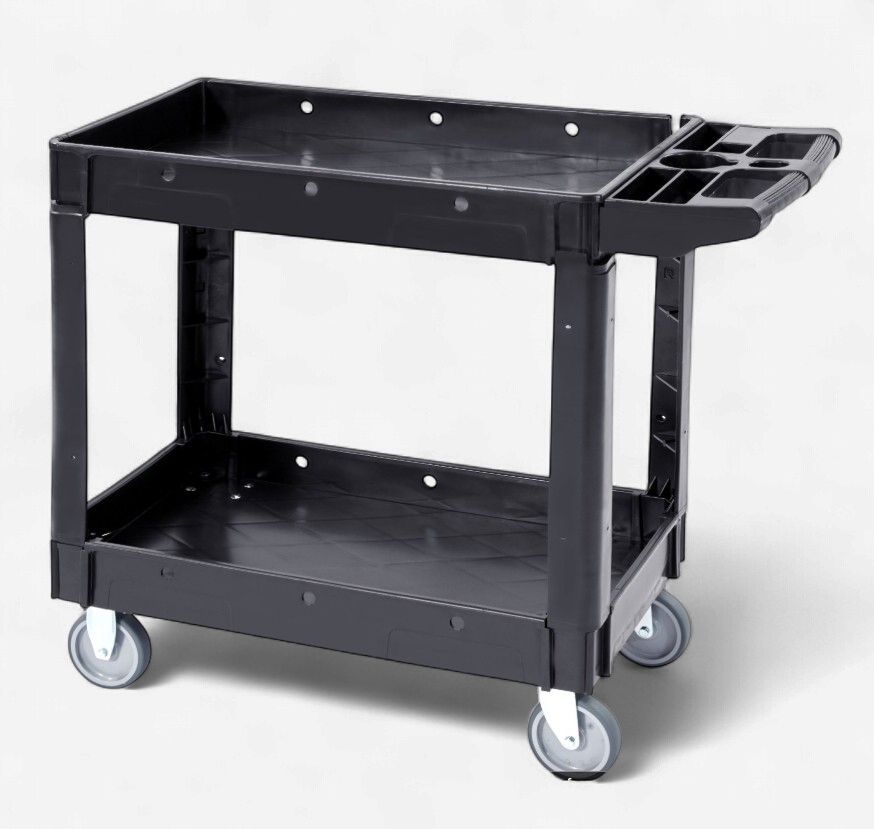 VEVOR 2 Shelf  Heavy Duty Plastic Rolling Utility Cart