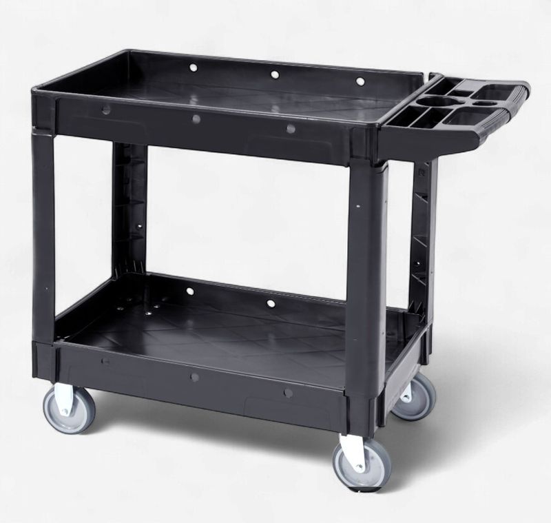 VEVOR 2 Shelf  Heavy Duty Plastic Rolling Utility Cart