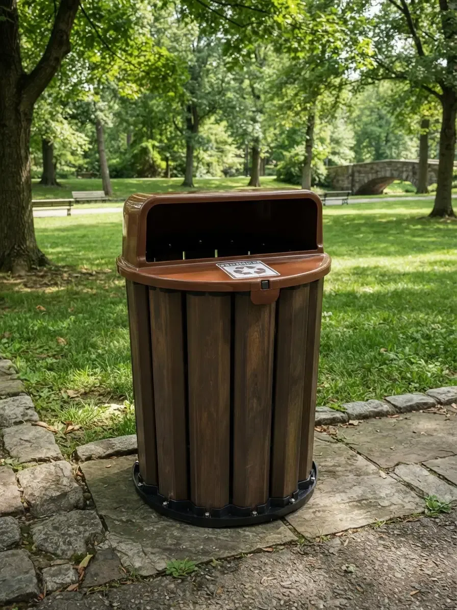 94L Outdoor Trash Bin - Large Capacity Waste Receptacle, 94 L / 24.8 Gal, 28", Black (FRU-94L)