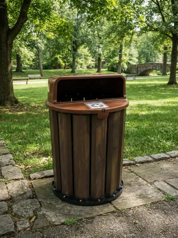 94L Outdoor Trash Bin - Large Capacity Waste Receptacle, 94 L / 24.8 Gal, 28", Black (FRU-94L)
