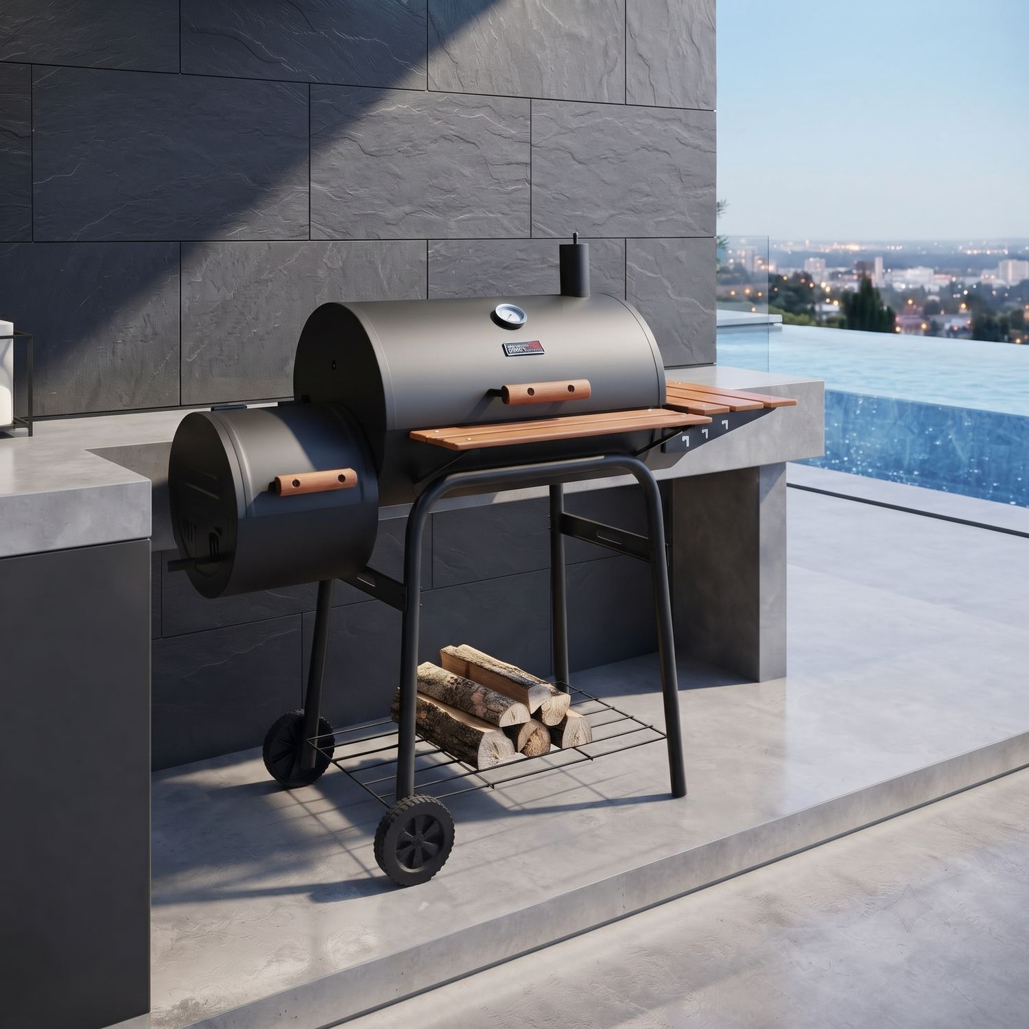 Royal Gourmet Barrel Charcoal Grill with Offset Smoker, 552 Sq. In. Cooking Area, Porcelain-Enameled Grates (CC1624W)