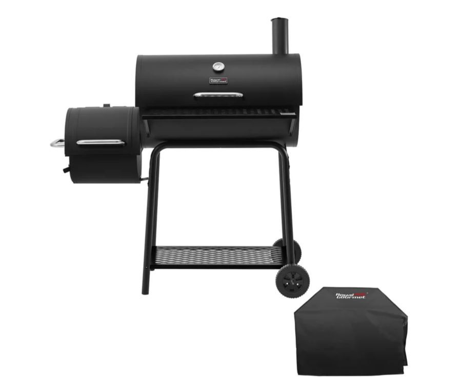 ROYAL GOURMET Charcoal Grill with Offset Smoker and Cover