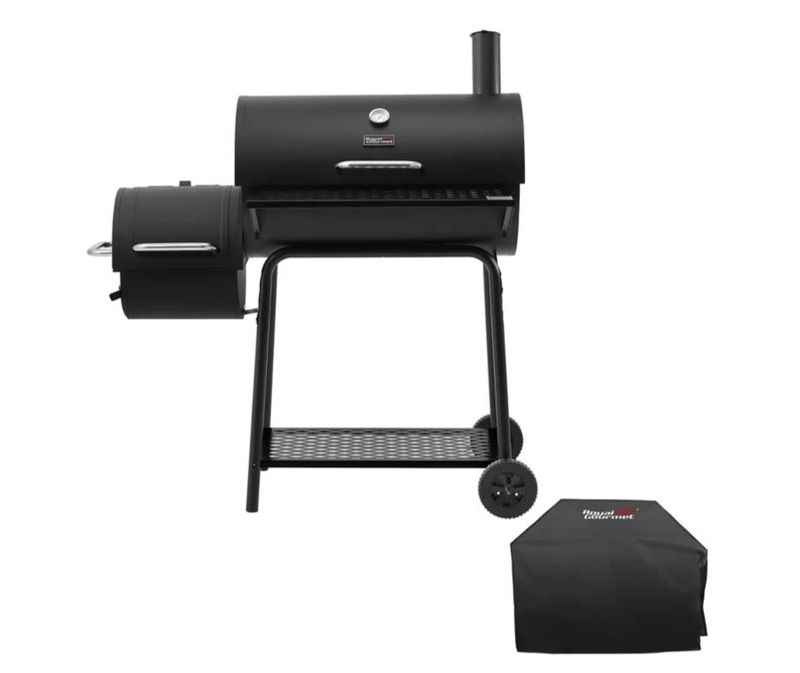 ROYAL GOURMET Charcoal Grill with Offset Smoker and Cover