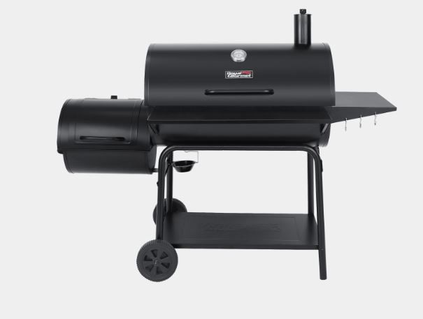 Royal Gourmet Charcoal Barrel Grill with Offset Smoker in Black
