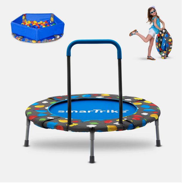 SMARTRIKE 3-IN-1 ACTIVITY CENTER TRAMPOLINE &amp; BALL PIT, LIGHT BLUE – MODEL SMA9200000-BLUE   SMA9200005-NAVY, Color: Blue