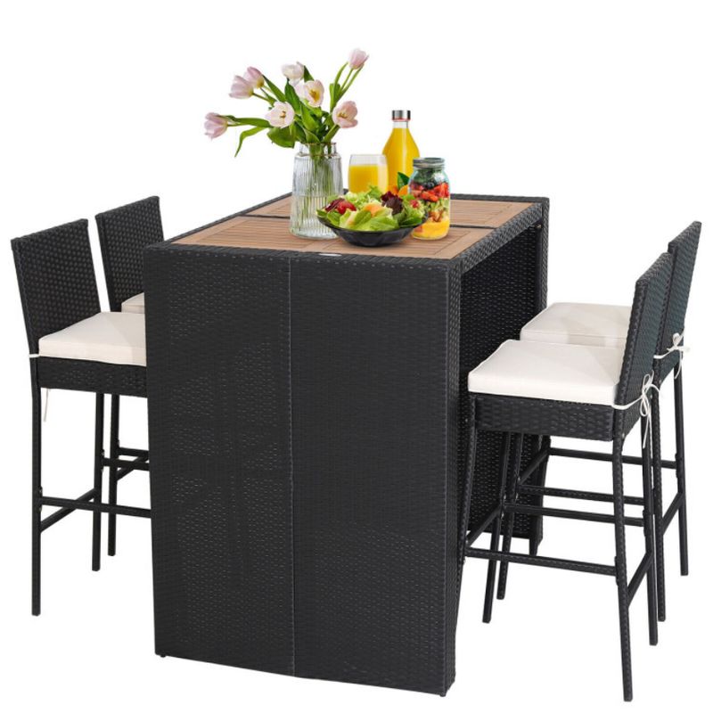 COSTWAY 5 Pieces Patio Acacia Wood Dining Set