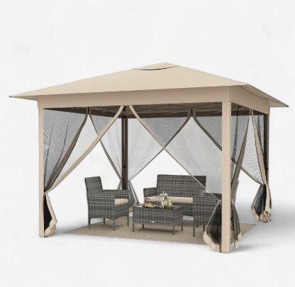 COSTWAY 11.5 x 11.5 FT  Instant Pop up Canopy with Mesh Screen Netting