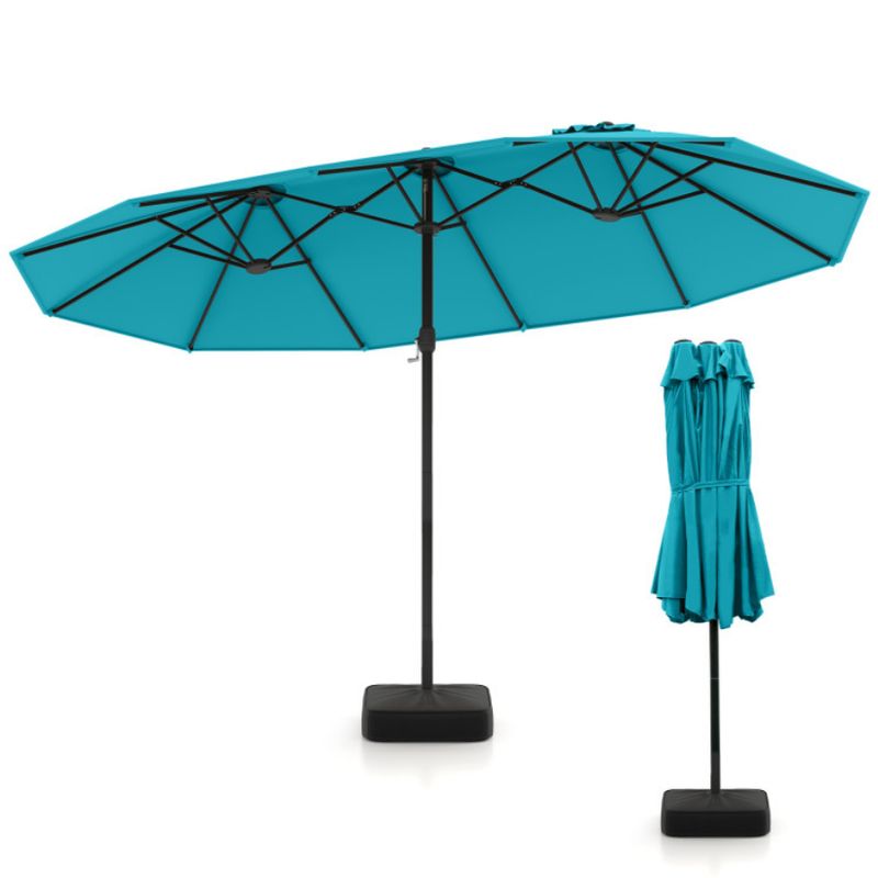 COSTWAY 15 FT Double Sided Patio Umbrella w Crank and Base