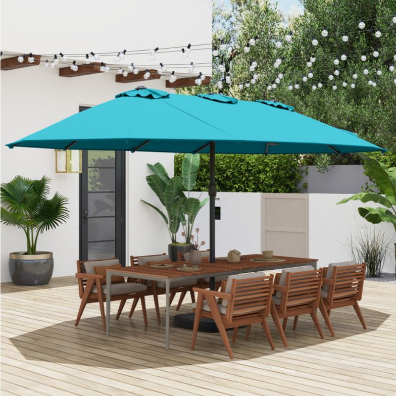 COSTWAY 15 FT Double Sided Patio Umbrella w Crank and Base