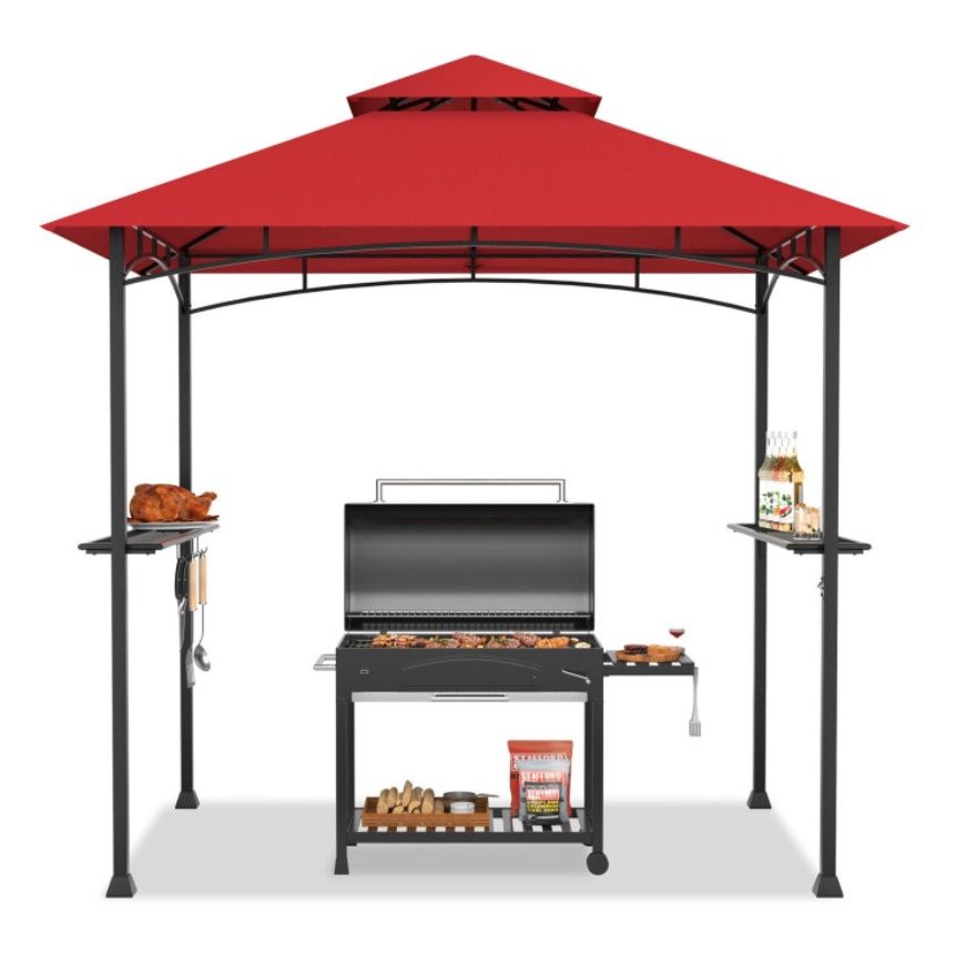 COSTWAY 8 x 5 Outdoor Double Tiered BBQ Grill Gazebo Canopy Tent