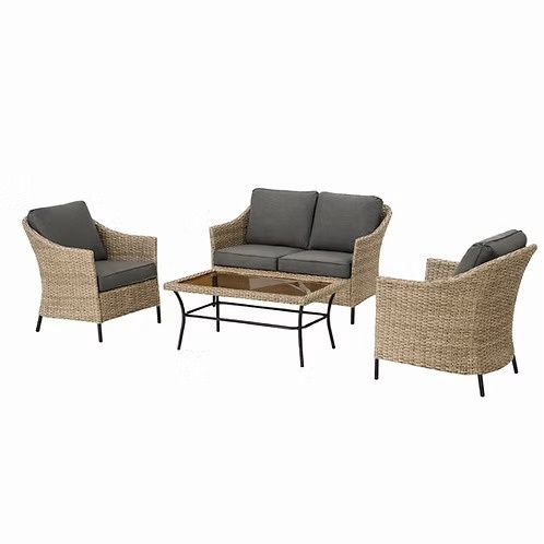 KAHLER Creek 4 Piece Patio Furniture Set in Brown &amp; Gray