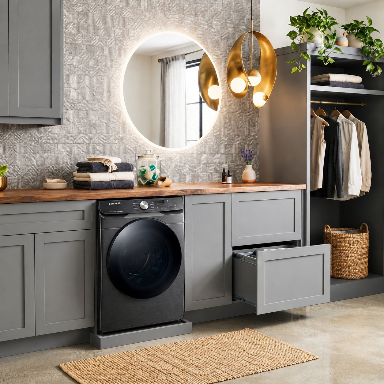 Samsung BESPOKE 5.3 Cubic Foot Laundry Combo All in One Washer and Electric Dryer with AI Home  in Brushed Black