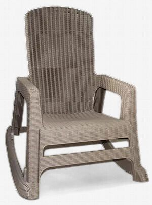 Sanchia Etna Rocking Chair with Armrests - Rattan-Look Indoor &amp; Outdoor Patio Chair, Taupe, 300 lb. Capacity (ETNA-TAU), Color: Beige