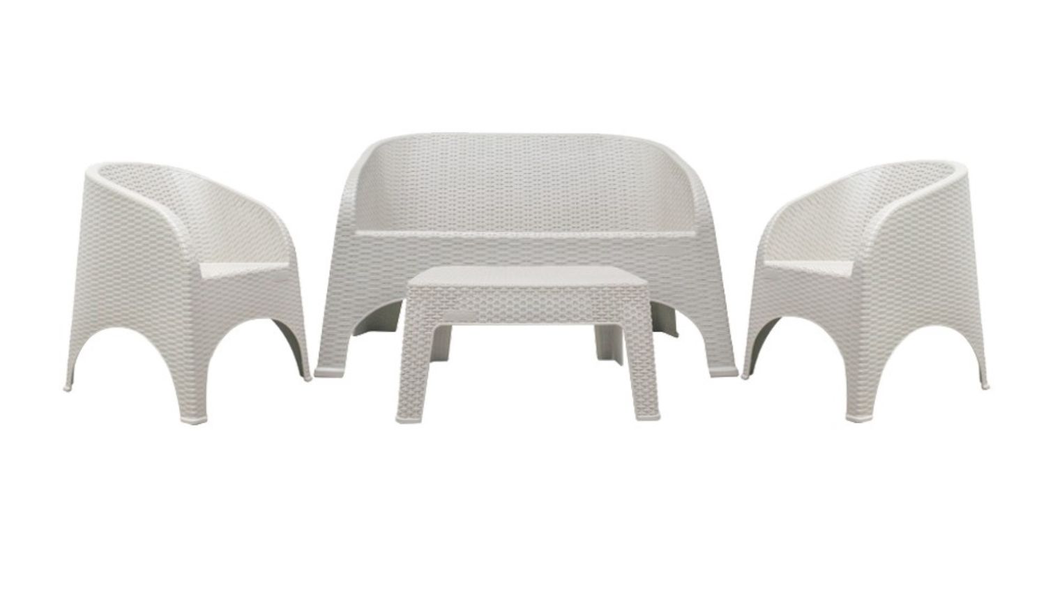 SANCHIA 4 Pieces Rattan Style Patio Set, Color: Beige