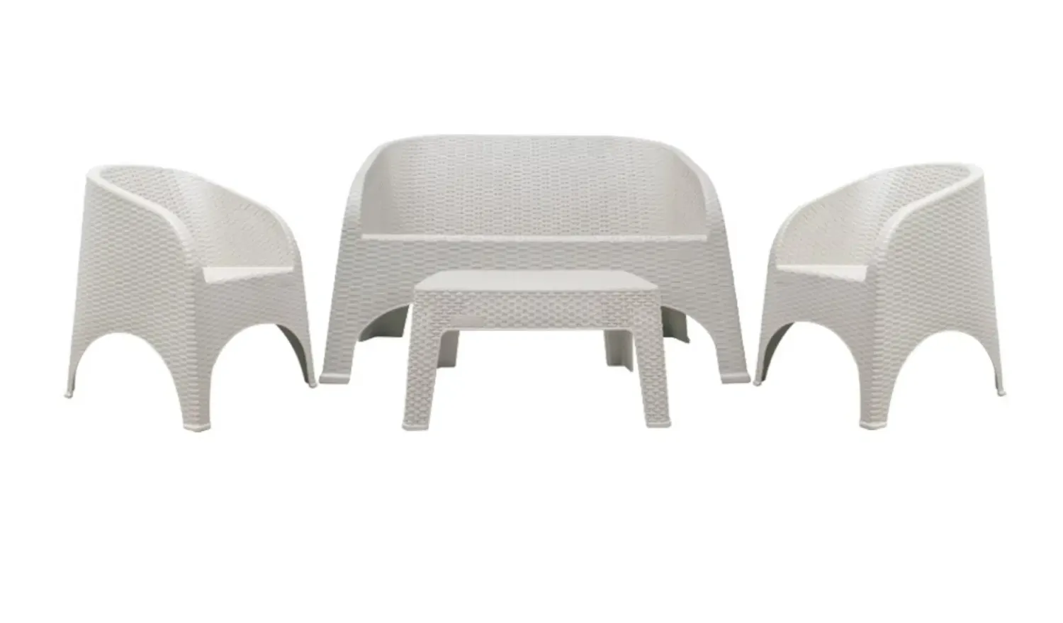 Sanchia 4-Piece Rattan Style Patio Conversation Set – Sofa, 2 Chairs &amp; Table SANCHIA 1854, Color: Beige