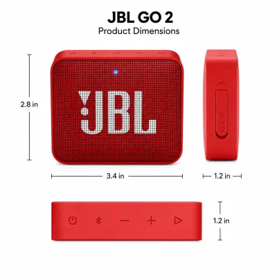 JBL Go 2 Portable Bluetooth Speaker in Red