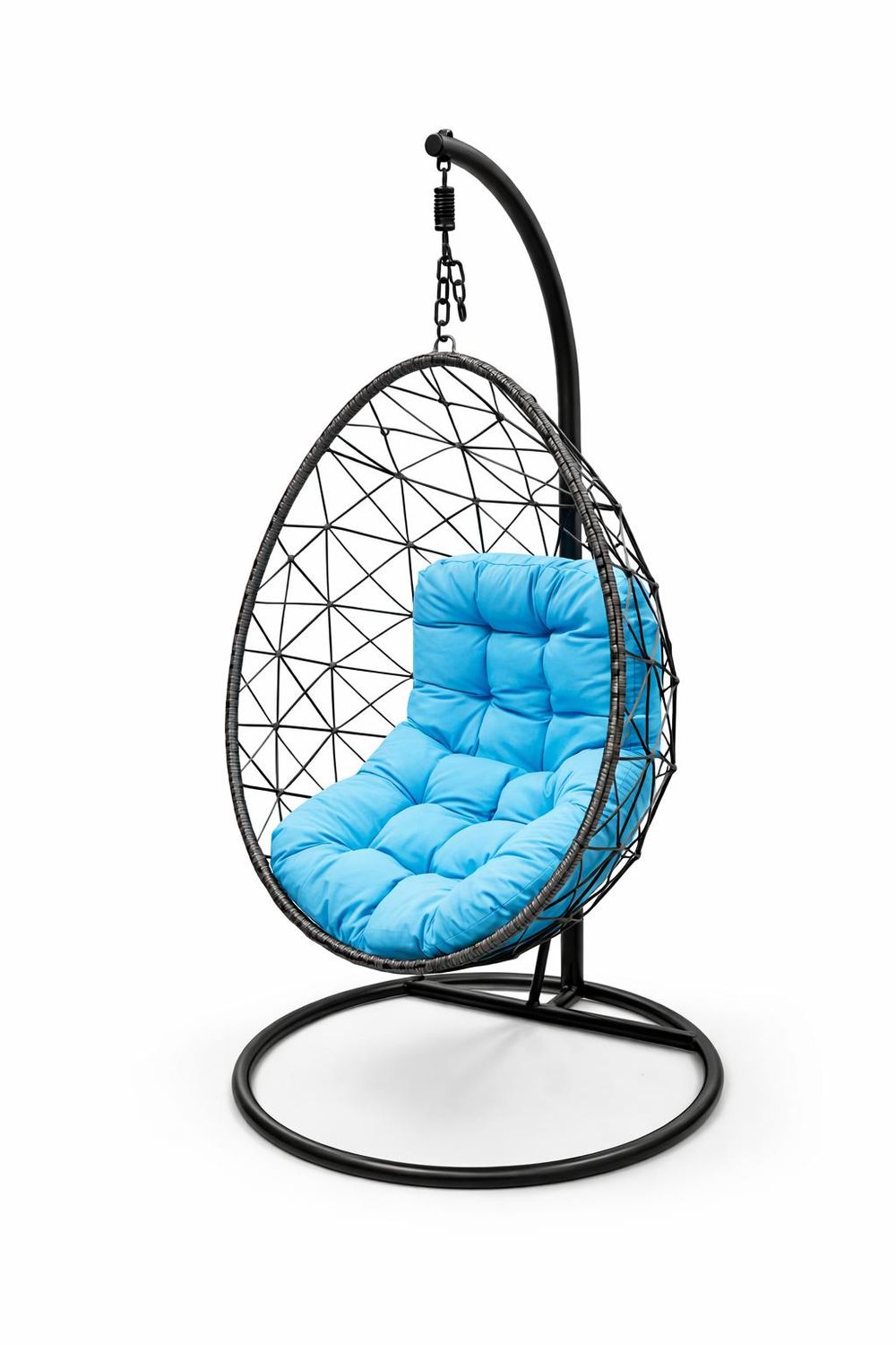 DR.PATIO Hanging Swing Egg Chair, Color: Black &amp; Grey Navy