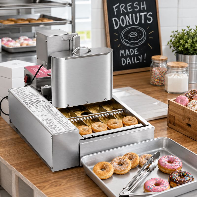 Vevor Commercial Automatic Donut Maker - 4-Row Production System, Up to 240 Donuts/Hour, 3 L Batter Hopper, 304 Stainless Steel (ZDHTTQJBPK4P9XKAMV1)