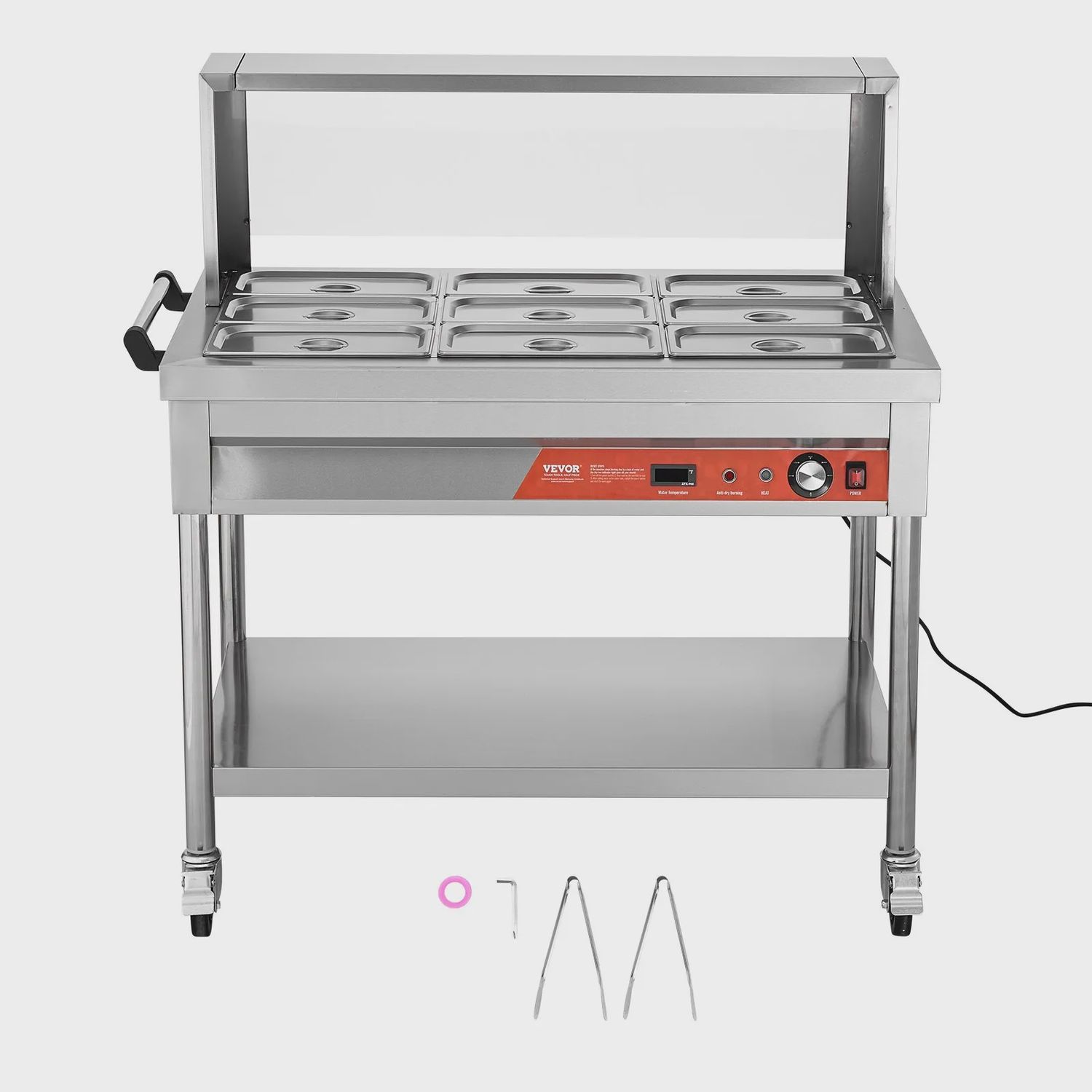 VEVOR 9 Pan Commercial Electric Steam Food Warmer Buffet