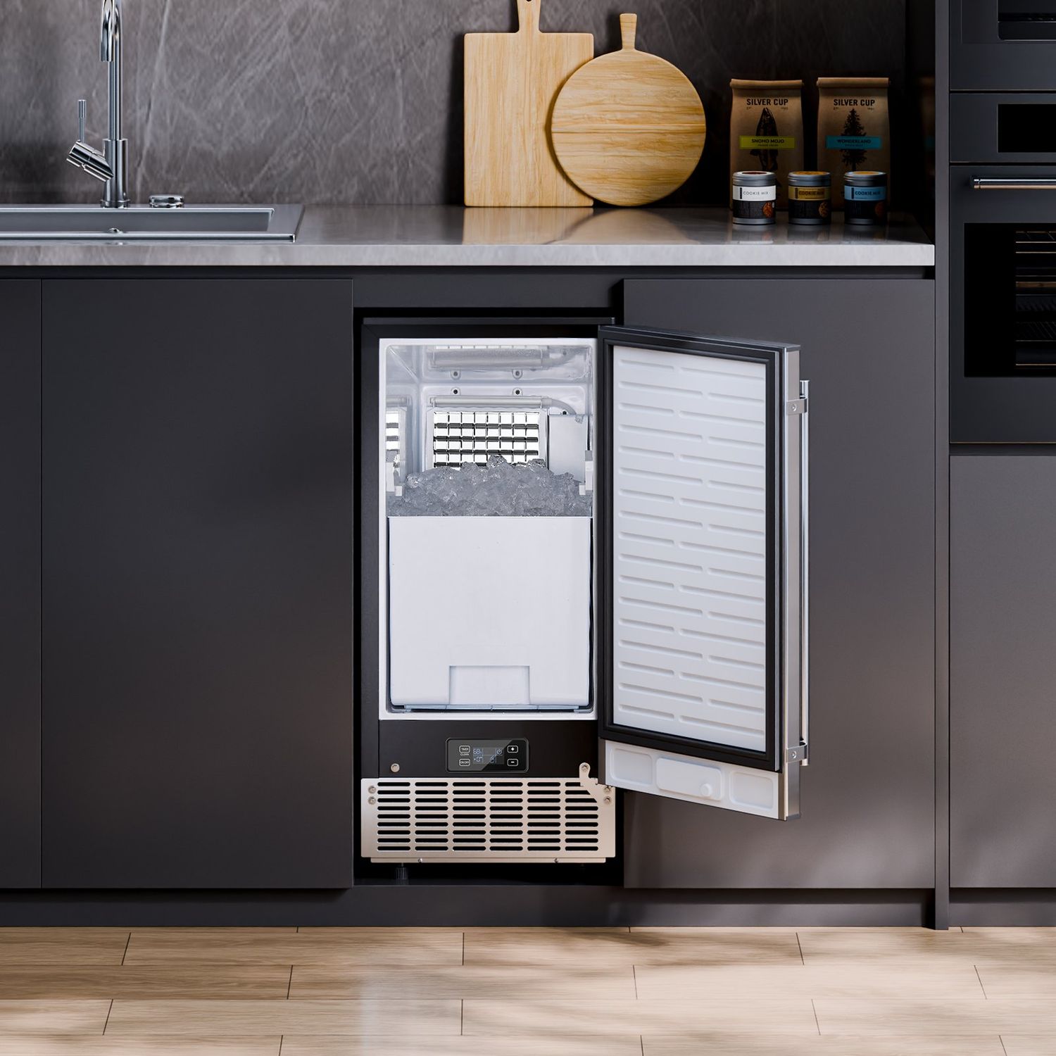 VEVOR Undercounter Built‑in Ice Maker - 80 lbs/Day Stainless Steel Cube Ice Machine  HBZB-36F