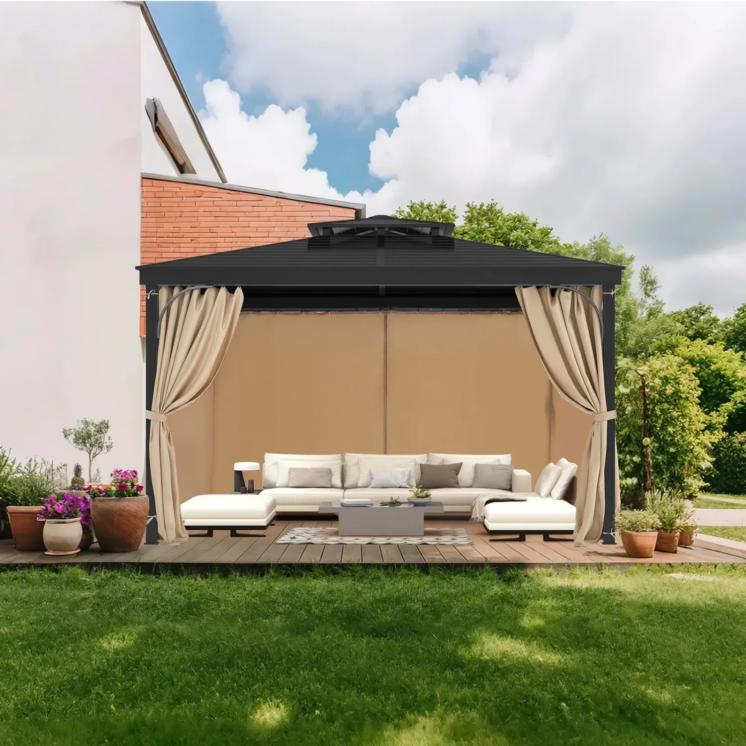 VEVOR 12"x10" 4 panel Gazebo Privacy Curtains with Zippers – Curtains ONLY