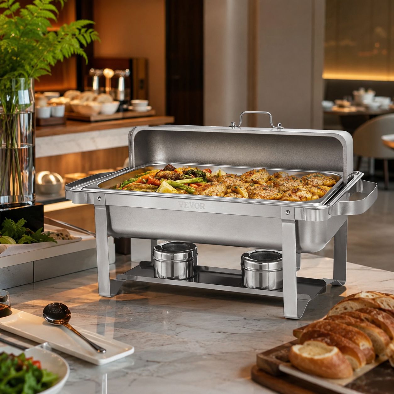 VEVOR 8QT 4 Pack Chafing Dish Buffet Set in Stainless Steel